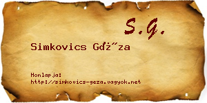 Simkovics Géza névjegykártya